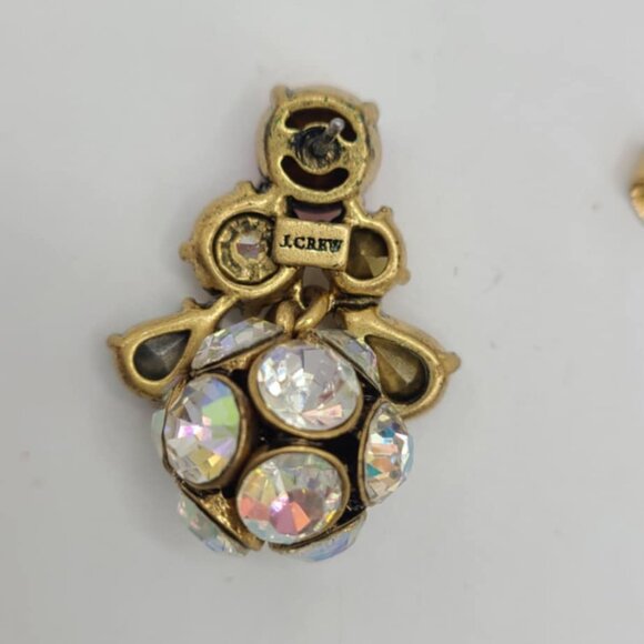 J Crew Gold Tone AB Crystal Ball Earrings - Picture 2 of 7